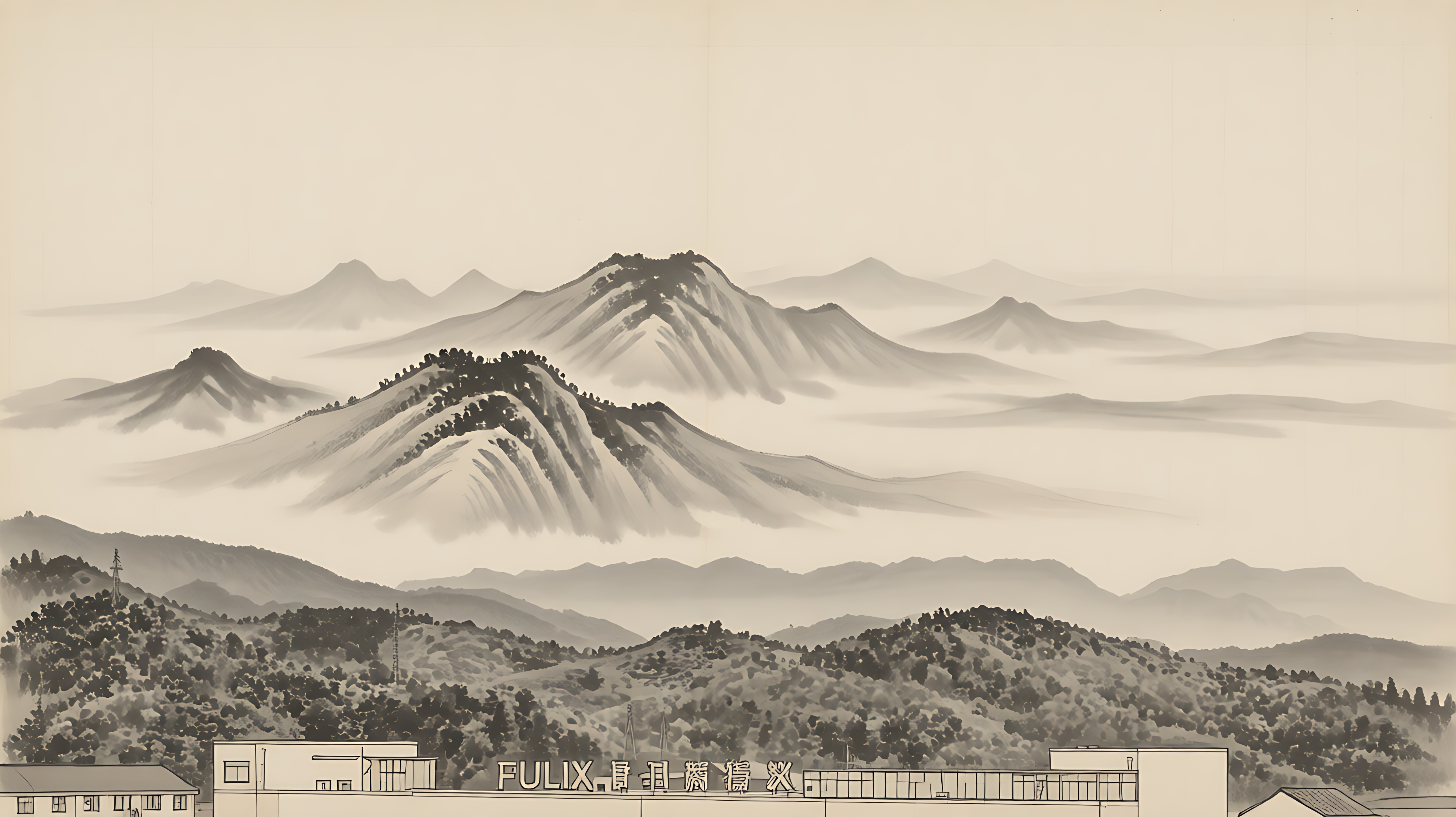 层峦叠嶂远山